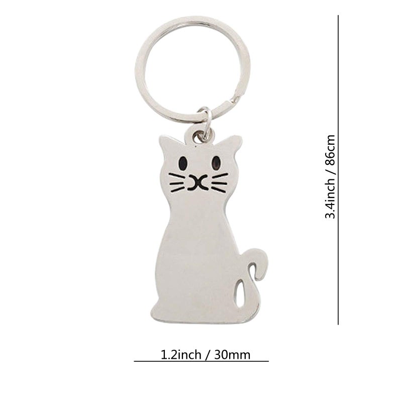 MUAMAX Cat Keychains for Women Cute Cats Key Chain Charm Silver Keychain Kitty Keychain with Cat Key ring for Car Keys Purse Decor Metal Keyring with Charm Cute Cats Themed Gift - Image 2